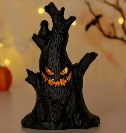 Pumpkin Lamp Ghost Stump Halloween Decoration